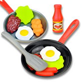 8PCS Kitchen Food Toys — Pretend Play Cookware Set (Pot, Pan, Steak, Veg, Bread, Hot Dog, Omelette)